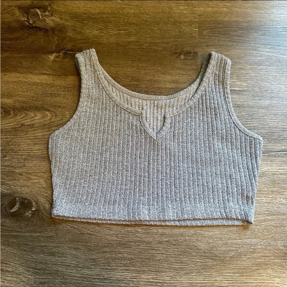 🔴Gray Ribbed Women's Crop Top